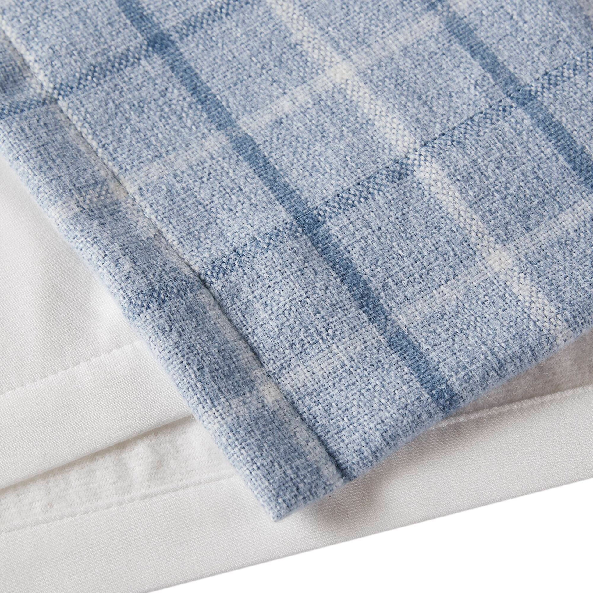 Anaheim - 50x95" Plaid Rod Pocket And Back Tab Curtain Panel With Fleece Lining - Denim Blue