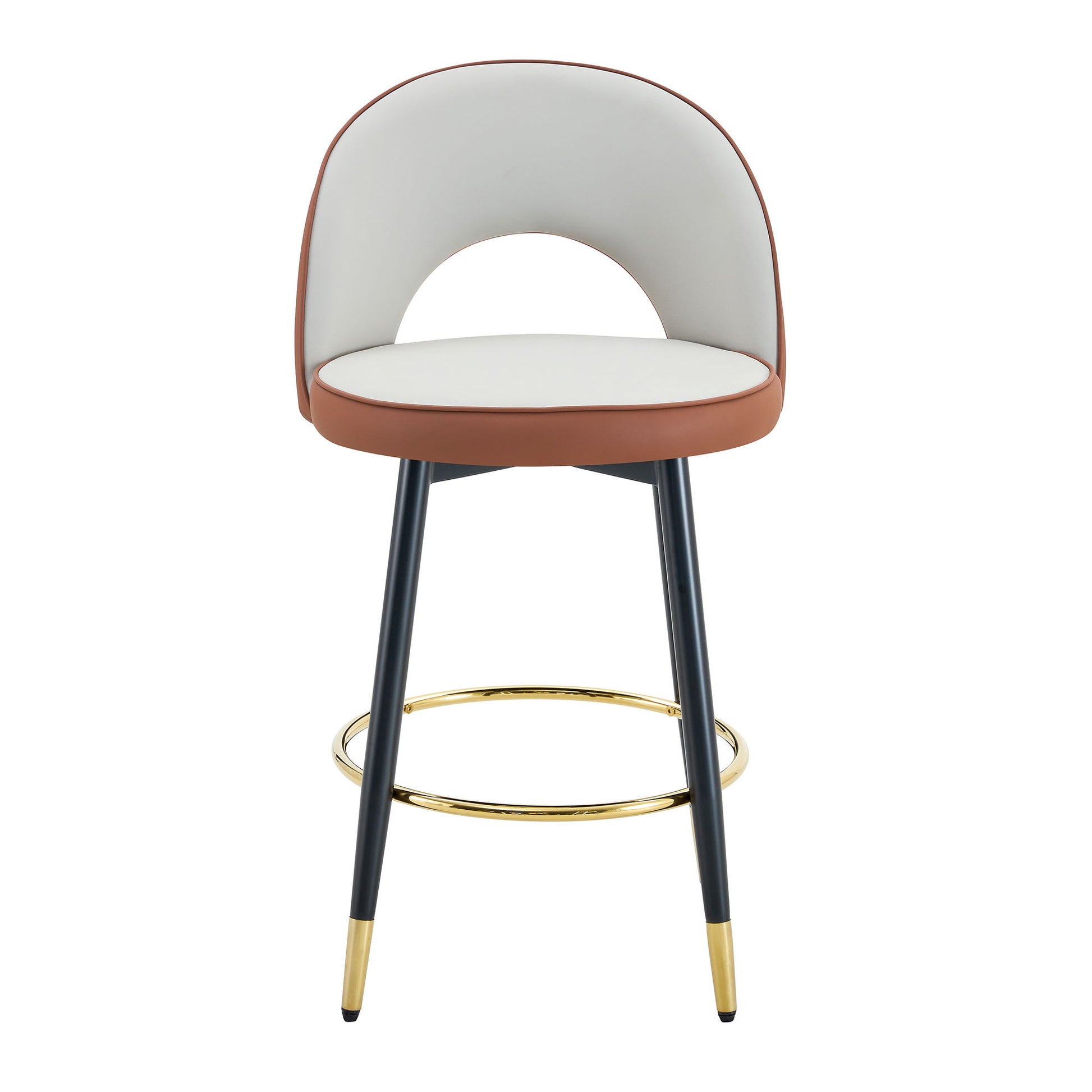 Upholstered Rotatable Bar Chair With Metal Legs For Dining Room