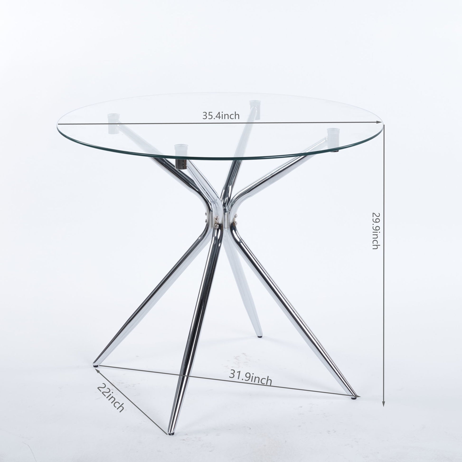 Compact Dining Table With Glass Top - Chrome