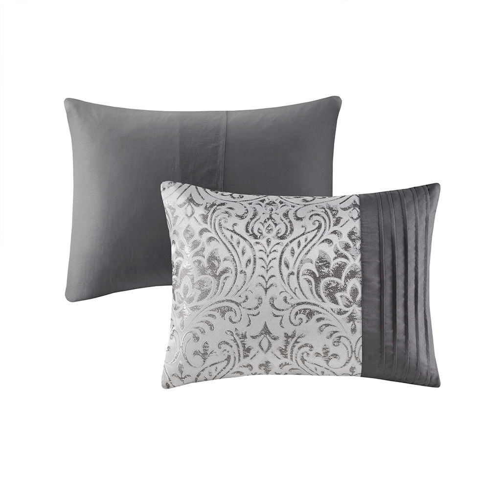 Emilia - 12 Piece Jacquard Comforter Set With Bed Sheets - Silver
