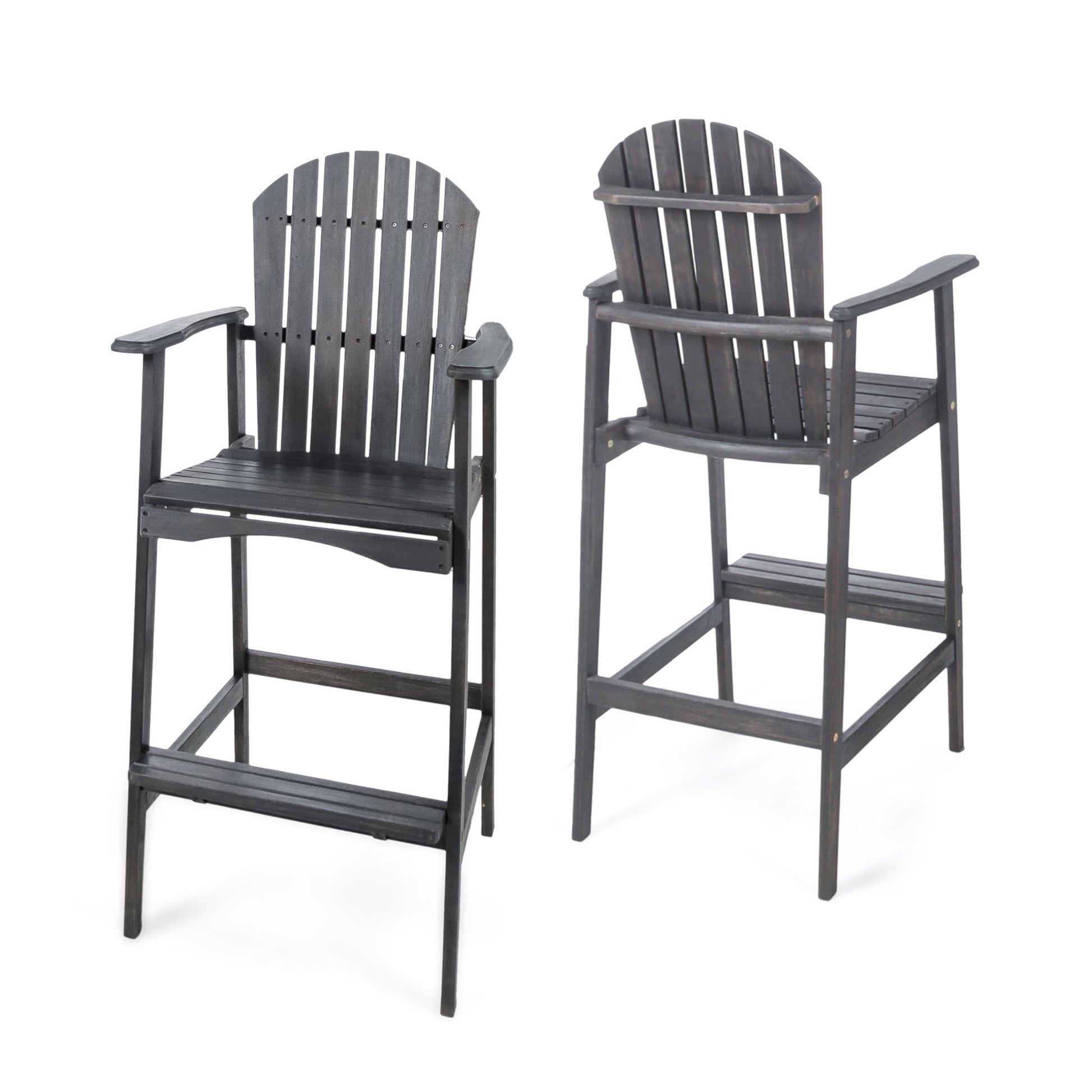 Outdoor Acacia Wood Adirondack Barstools (Set of 2)