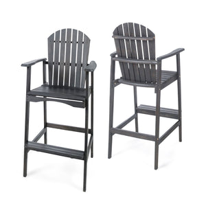 Outdoor Acacia Wood Adirondack Barstools (Set of 2)