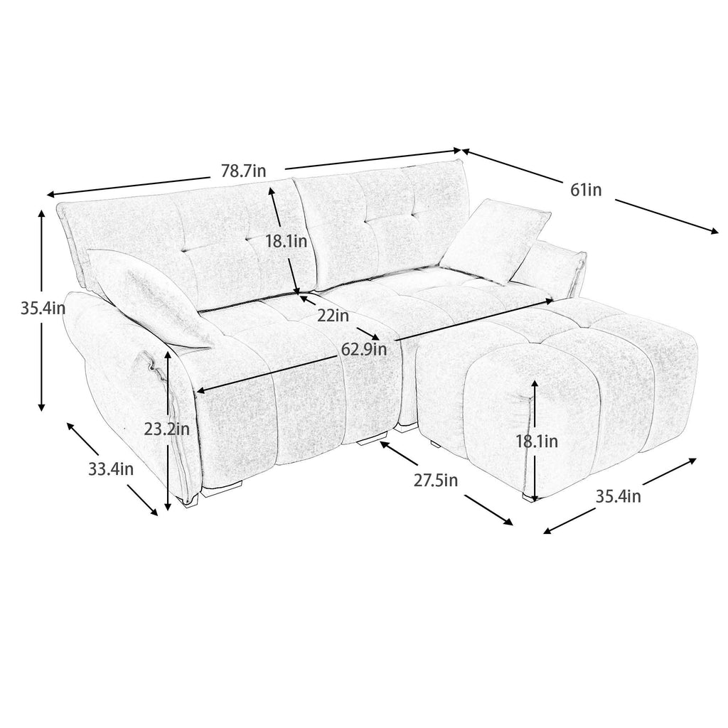 Sofa Set With Ottoman And Pillows, Textured, High Resilience Cushions