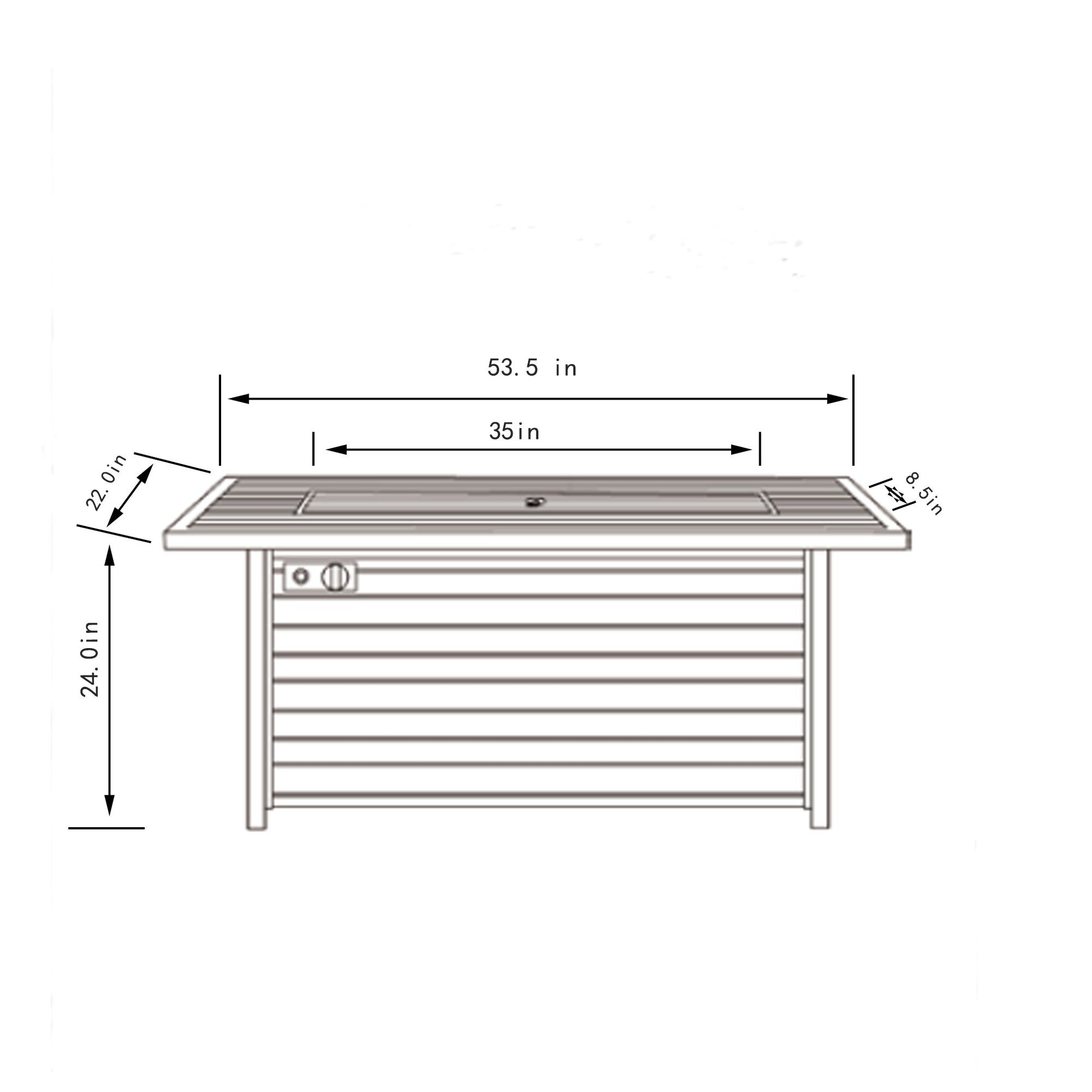 Propane Gas Fire Pit Table, 50000 Btu, Rectangular For Outside - Light Beige