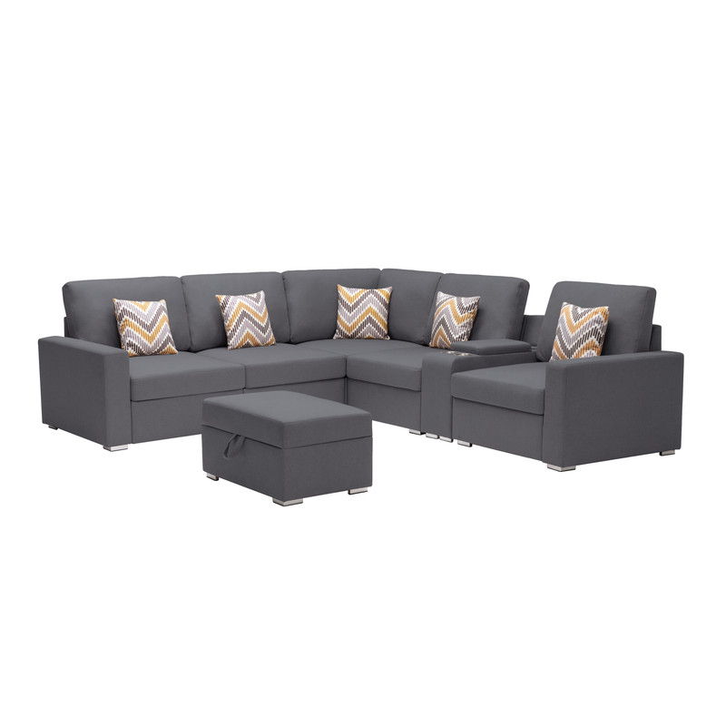 Nolan - 7 Piece Sectional Sofa With Pillows And Interchangeable Legs