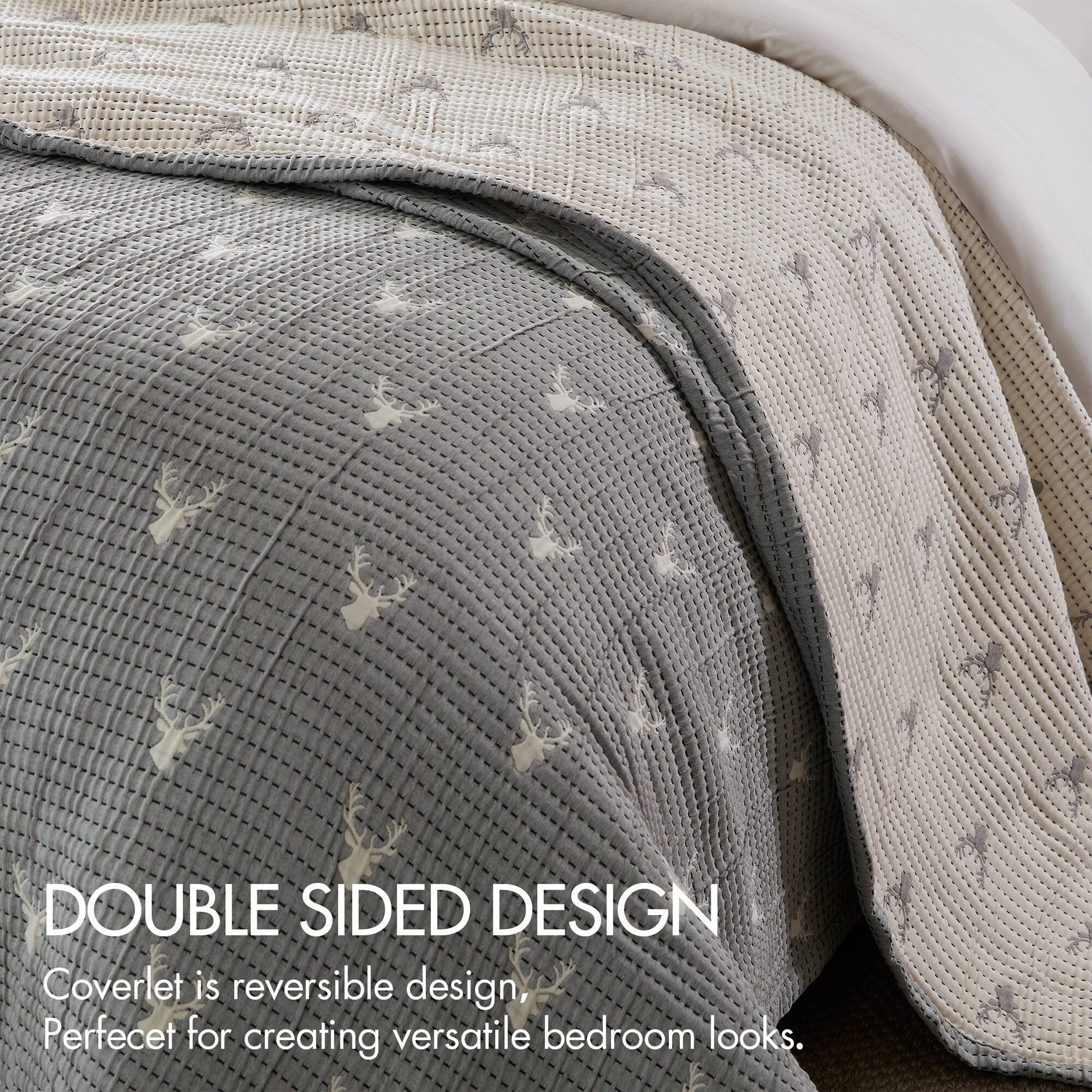 Keystone - King/California King Coverlet Set - Gray