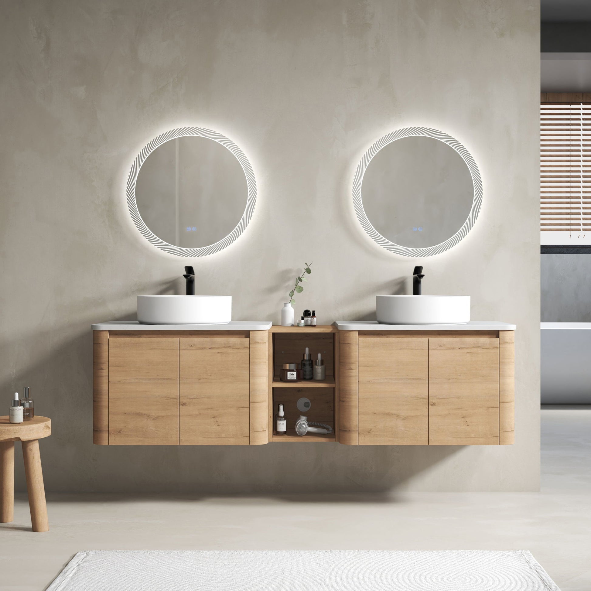 Wall Mounted Bathroom Vanity With Art Sink, 1 Storage Shelf, Soft Close Door