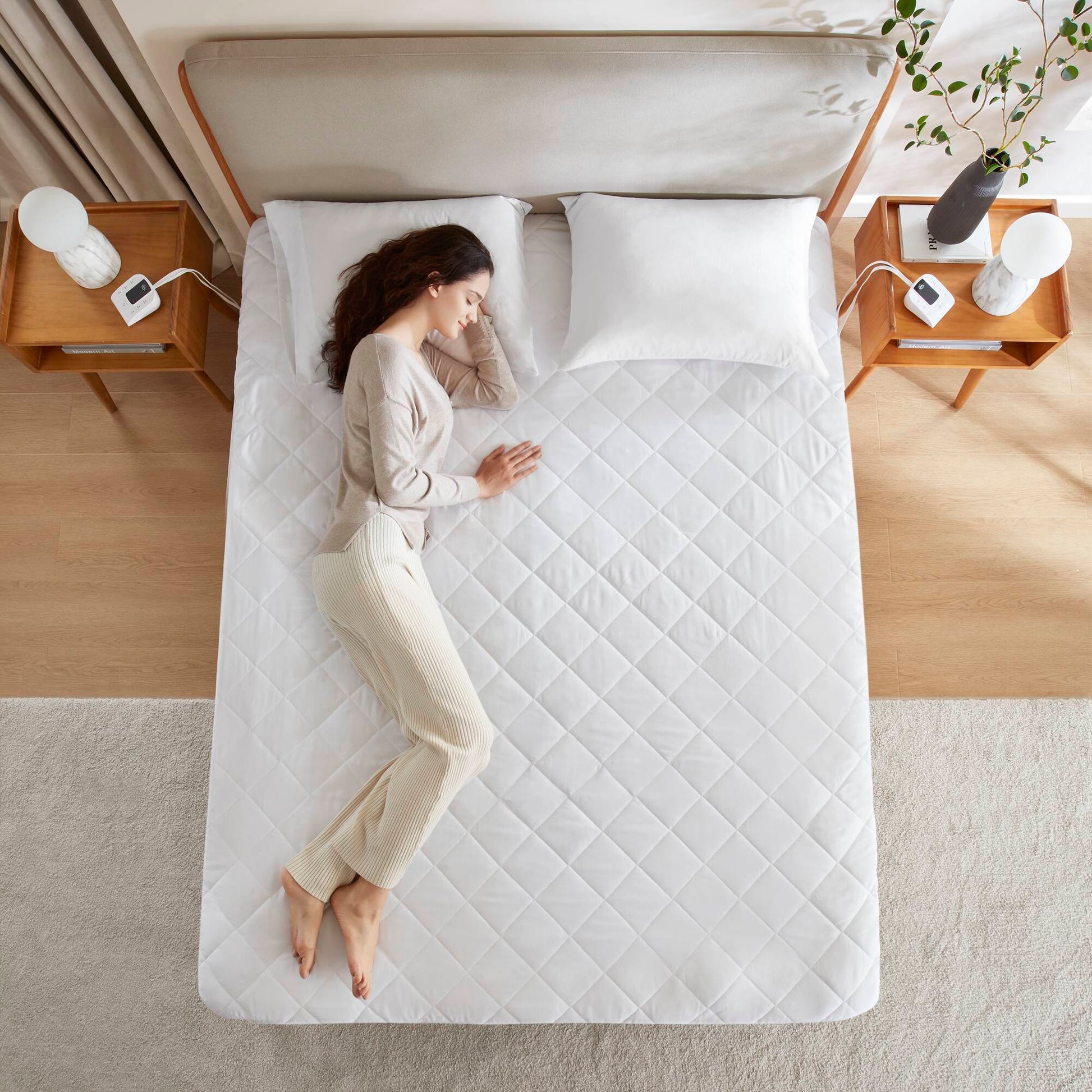 Microfiber Zoned - Queen Heated Mattress Pad - White
