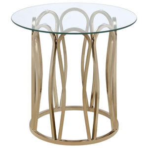 Round Glass Top Table With Polished Metal Base
