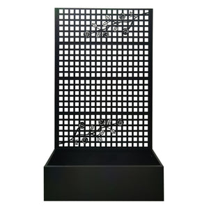 Planter Box With Trellis, Outdoor Raised Garden Bed With Privacy Screen Lattice Panels For Patio - Black