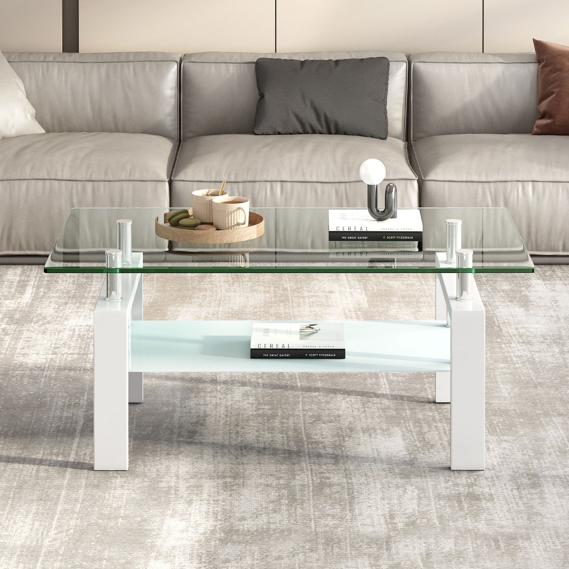 Tempered Glass Table With Storage