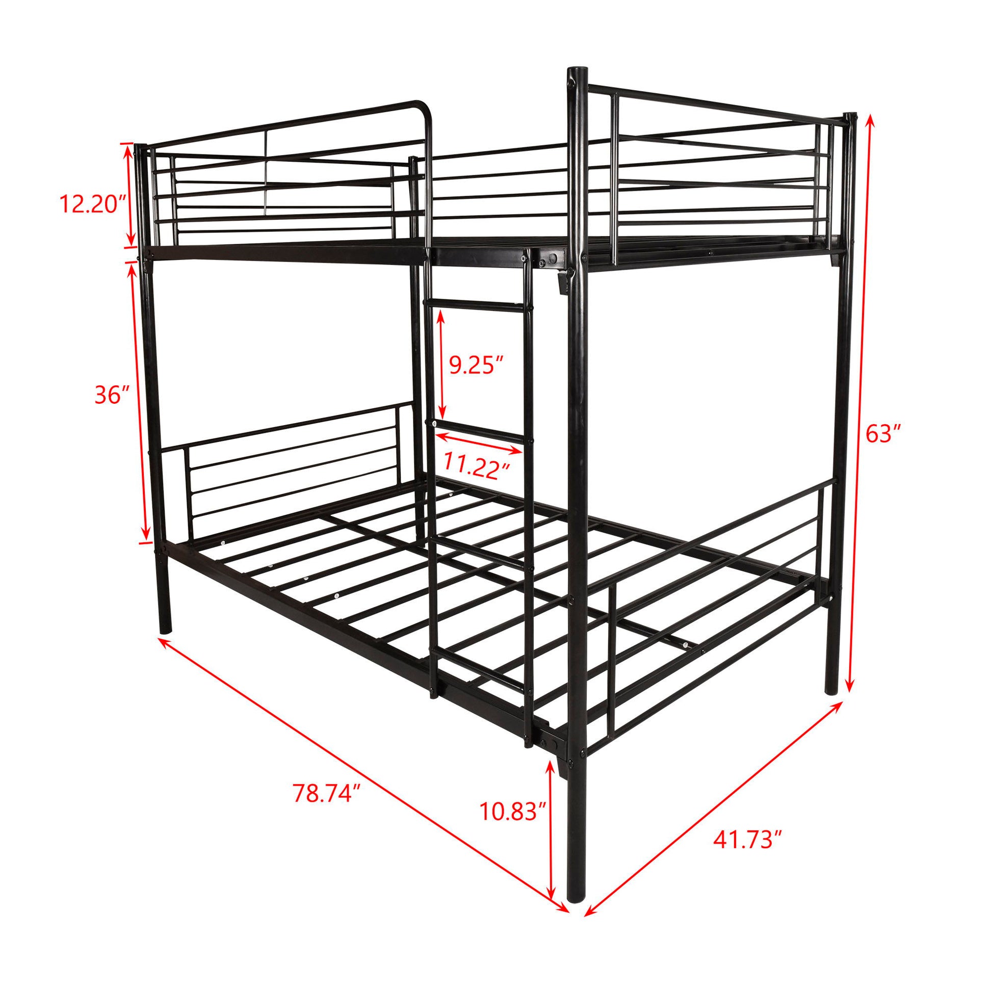 Space Saving Bunk Bed With Metal Frame And Ladder