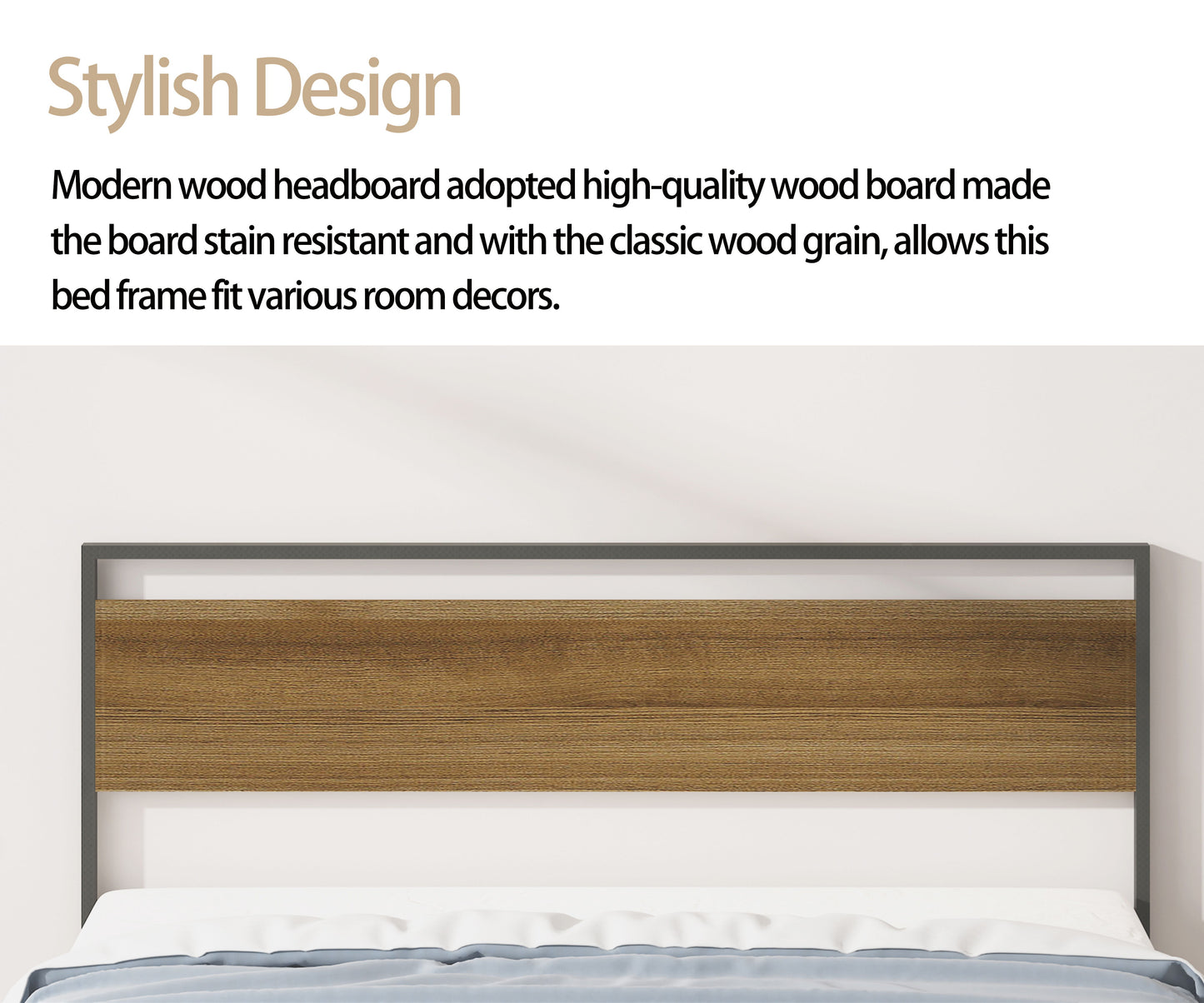 Ceres - Metal Bed With Wood Headboard & Footboard