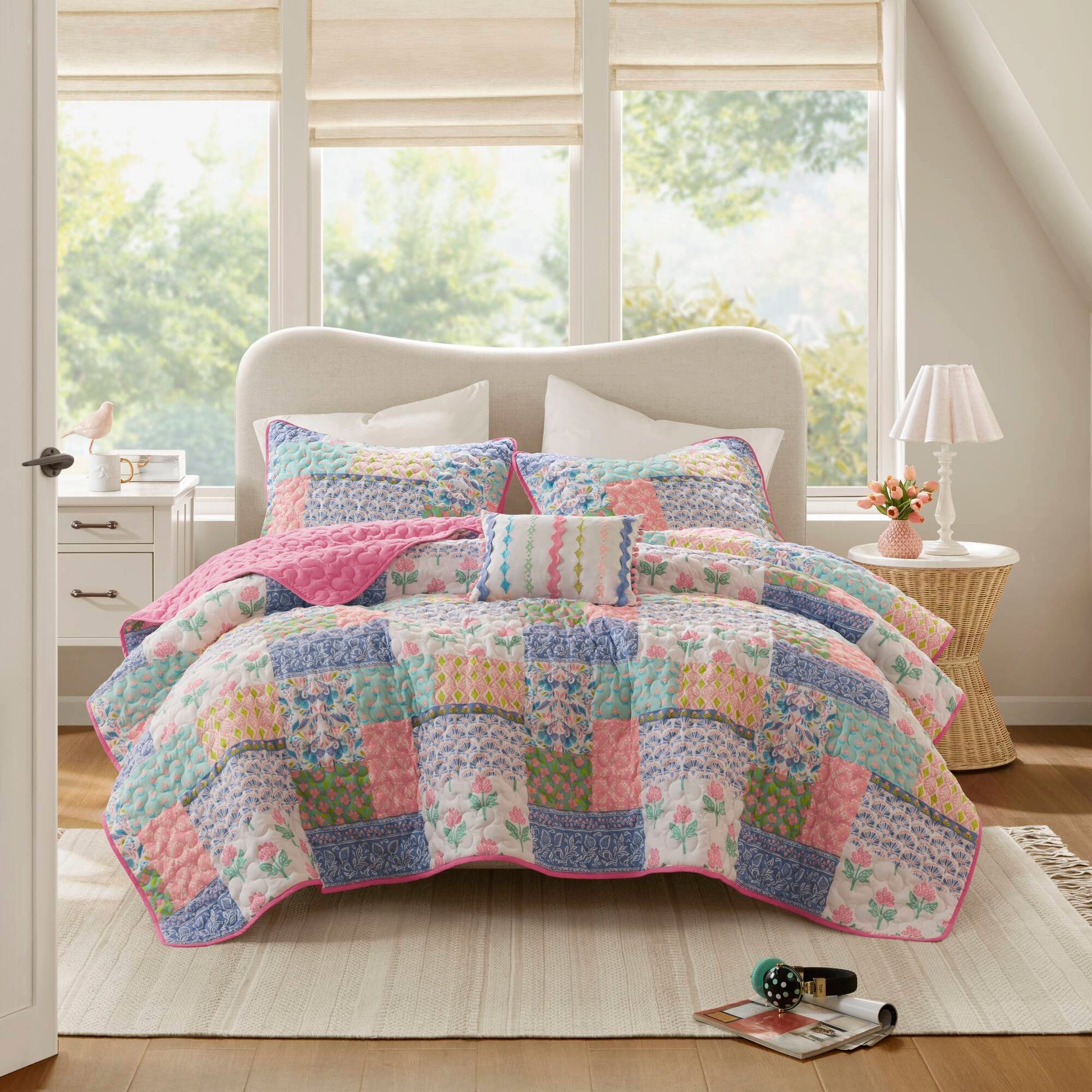 Nellie - Full/Queen 4 Piece Quilt Set - Pink