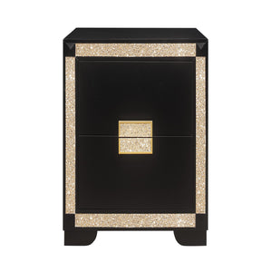 Lively - Nightstand With Glitter Detail And Thick Bar Handle Hardware - Black