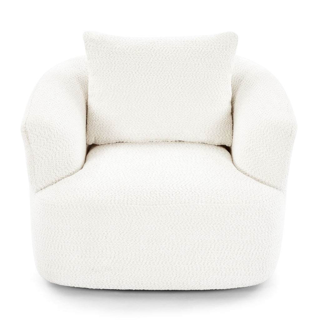360° Swivel Barrel Sofa Chair With Throw Pillow, Chenille Upholstered Accent Chair