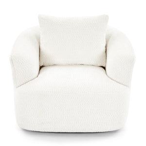 360° Swivel Barrel Sofa Chair With Throw Pillow, Upholstered Accent Chair