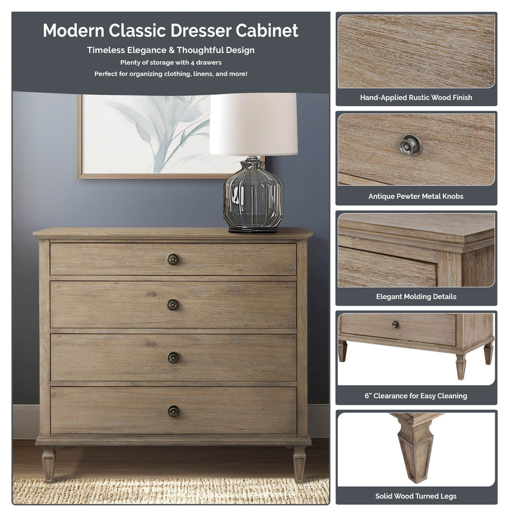 Victoria - 4-Drawer Dresser (40") - Antique Brown