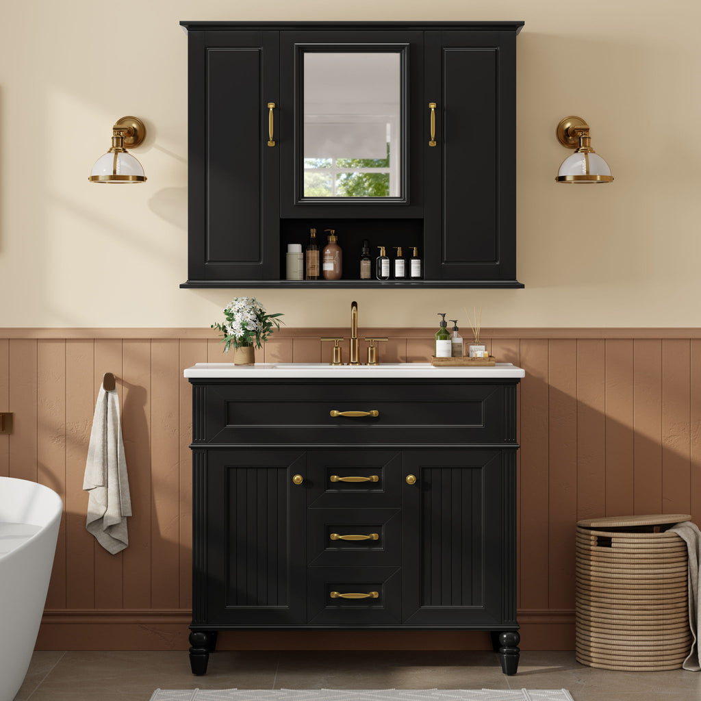 Modern Freestanding Bathroom Vanity With Sink, Cabinet, Soft-Close Drawers, Tip-Out Tray