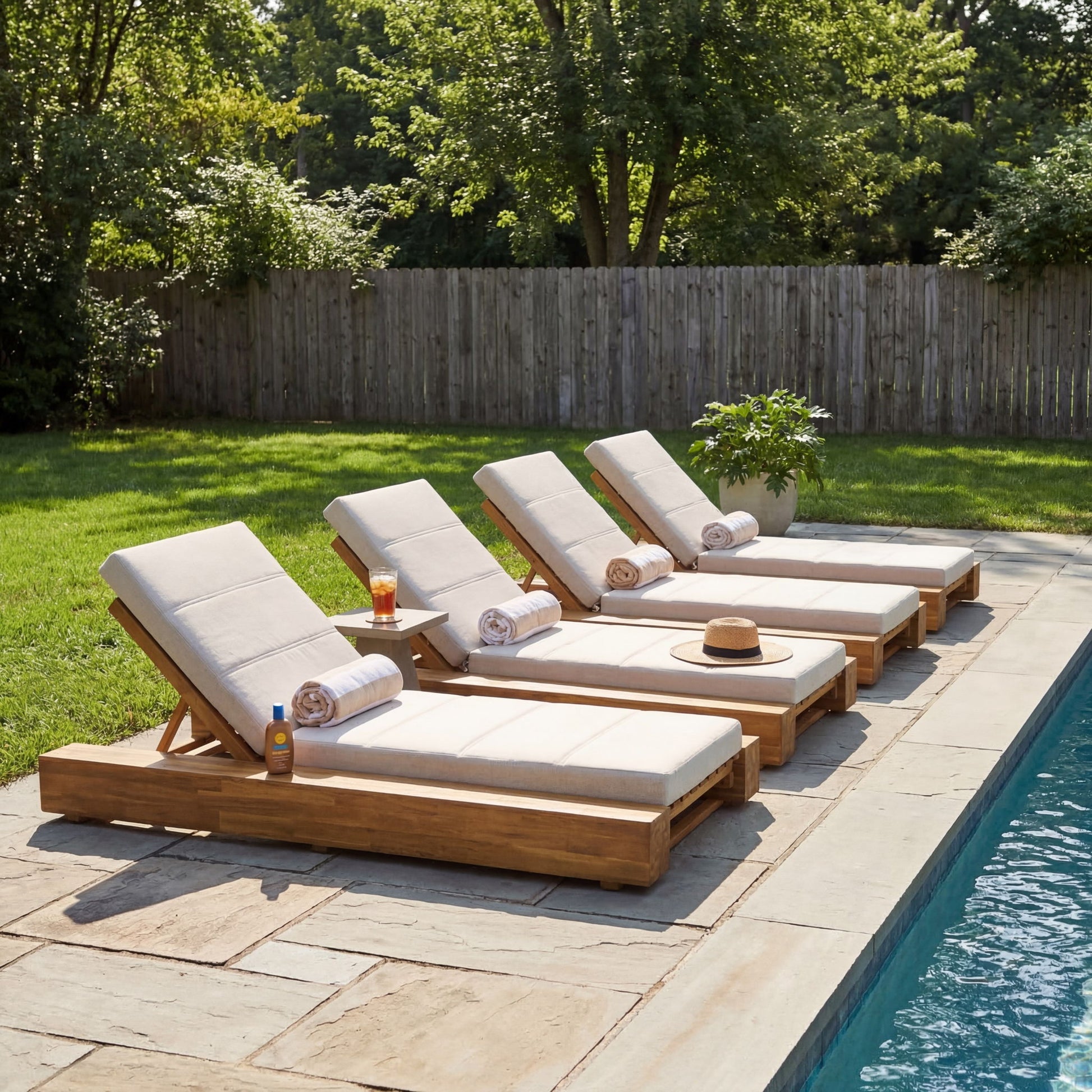Outdoor Chaise Lounges With Water-Resistant Cushions
