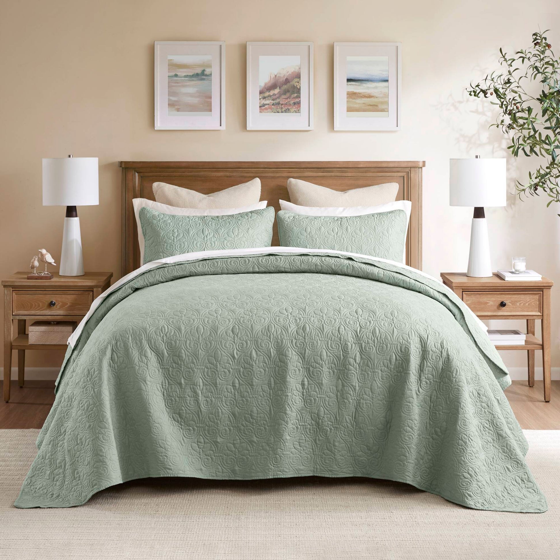 Quebec - Reversible Bedspread Set - Seafoam