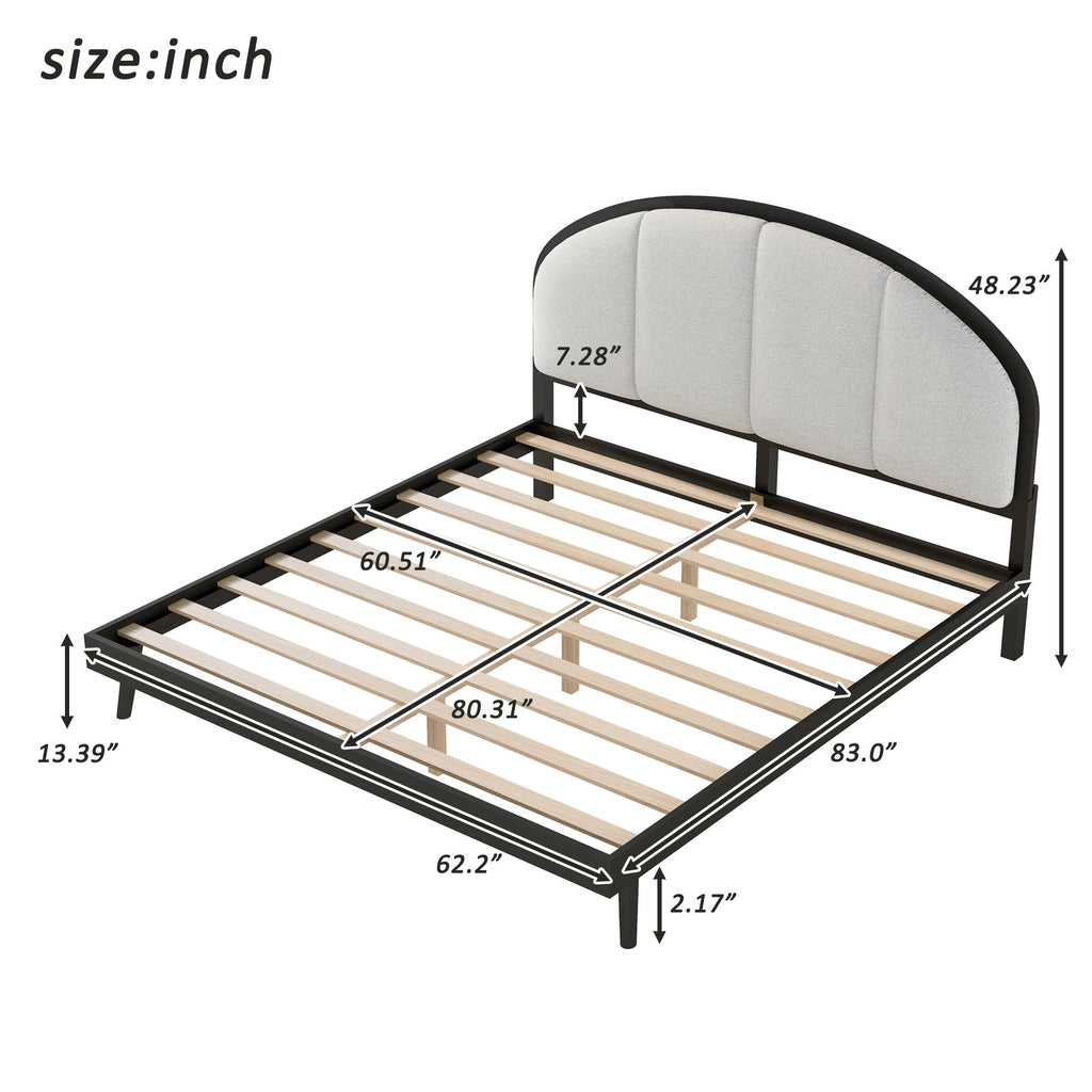 Elegant Modern Upholstered Platform Bed Frame