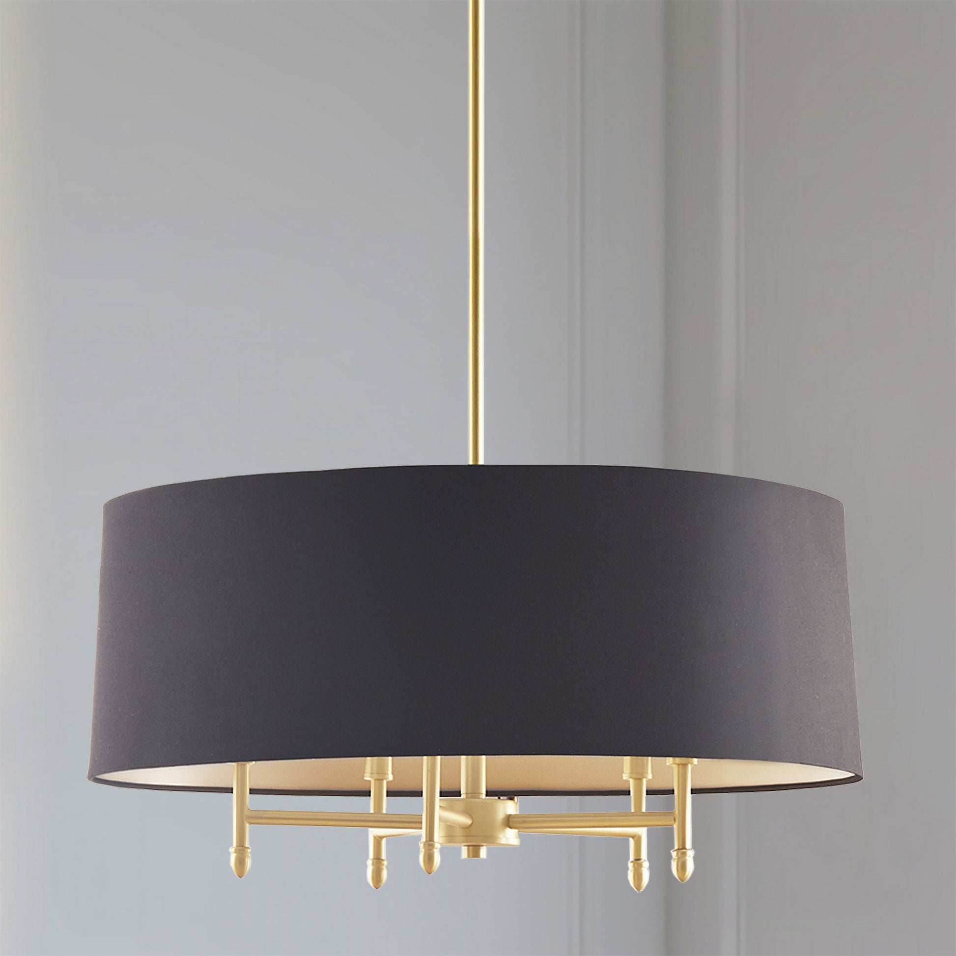 Presidio - 5-Light Black Drum Shade Chandelier - Gold / Black