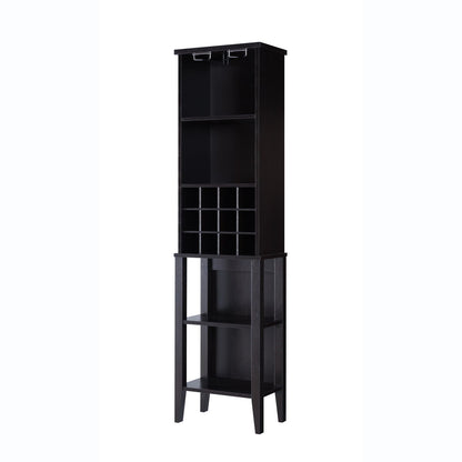 Wine Cellar, Bar Display Cabinet With Wine Glass Holder - Dark Brown