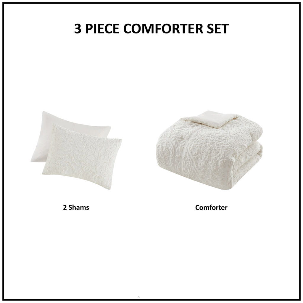 Orly - 3 Piece Tufted Woven Comforter Set - Ivory