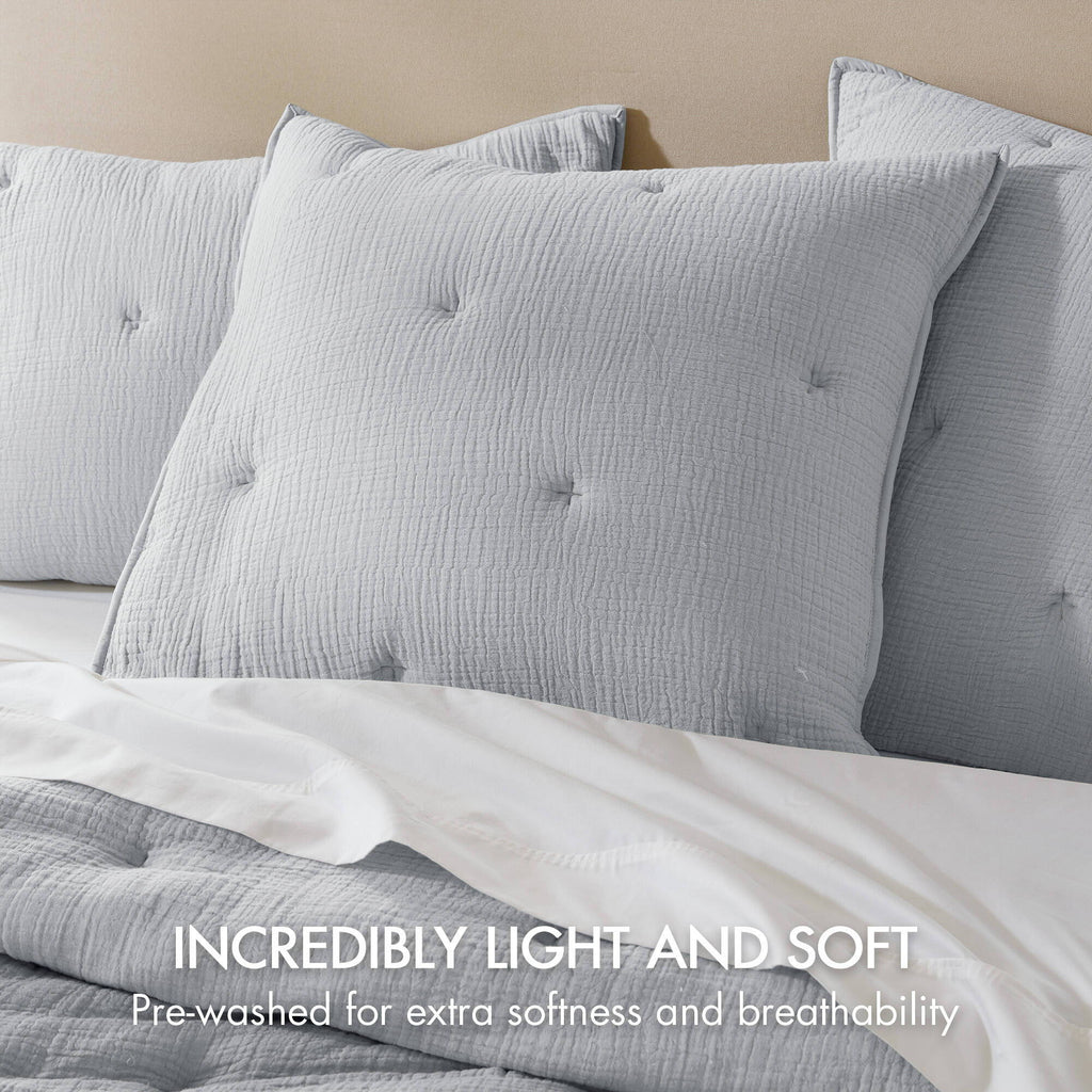 Breeze - Gauze Embroidered Euro Sham - Blue