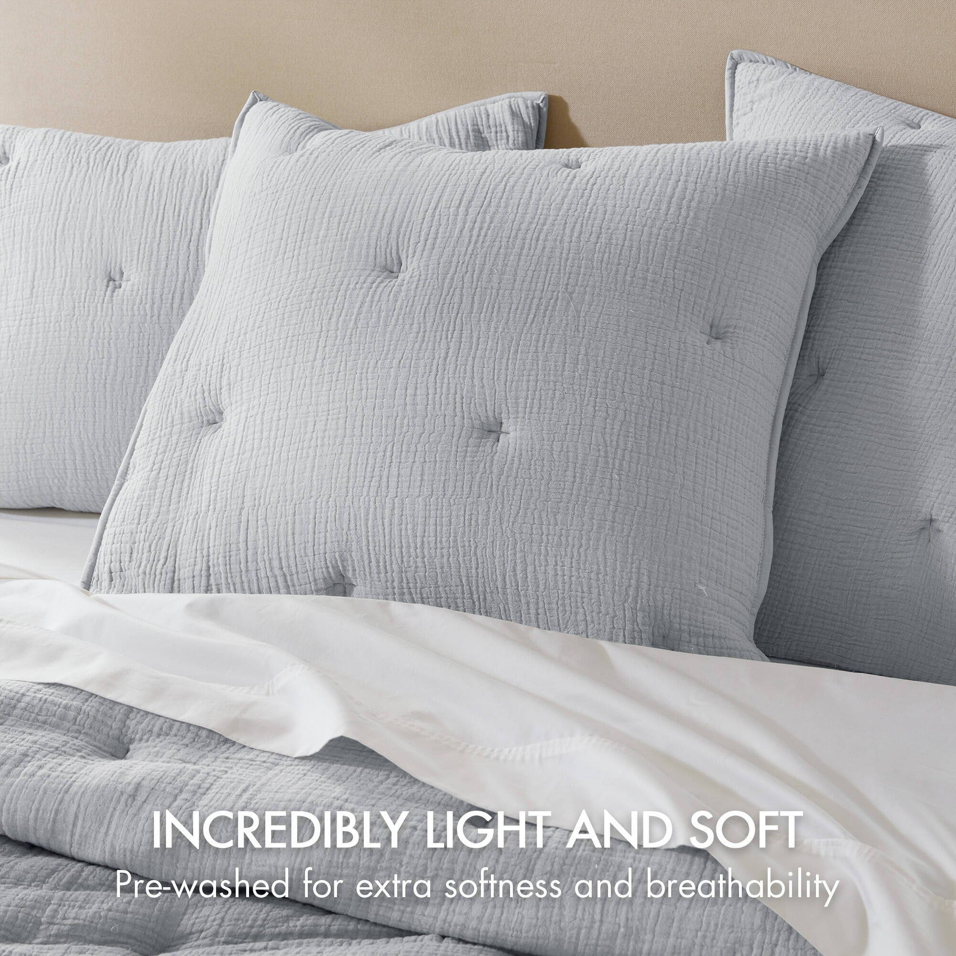 Breeze - Gauze Embroidered Euro Sham - Blue