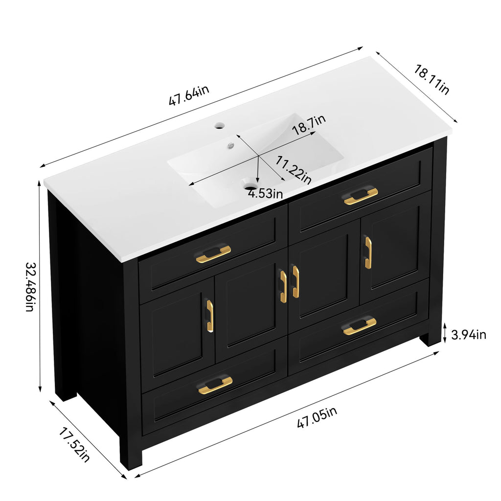 Bathroom Vanity With Sink Combo, 4 Soft Close Doors And 4 Drawers