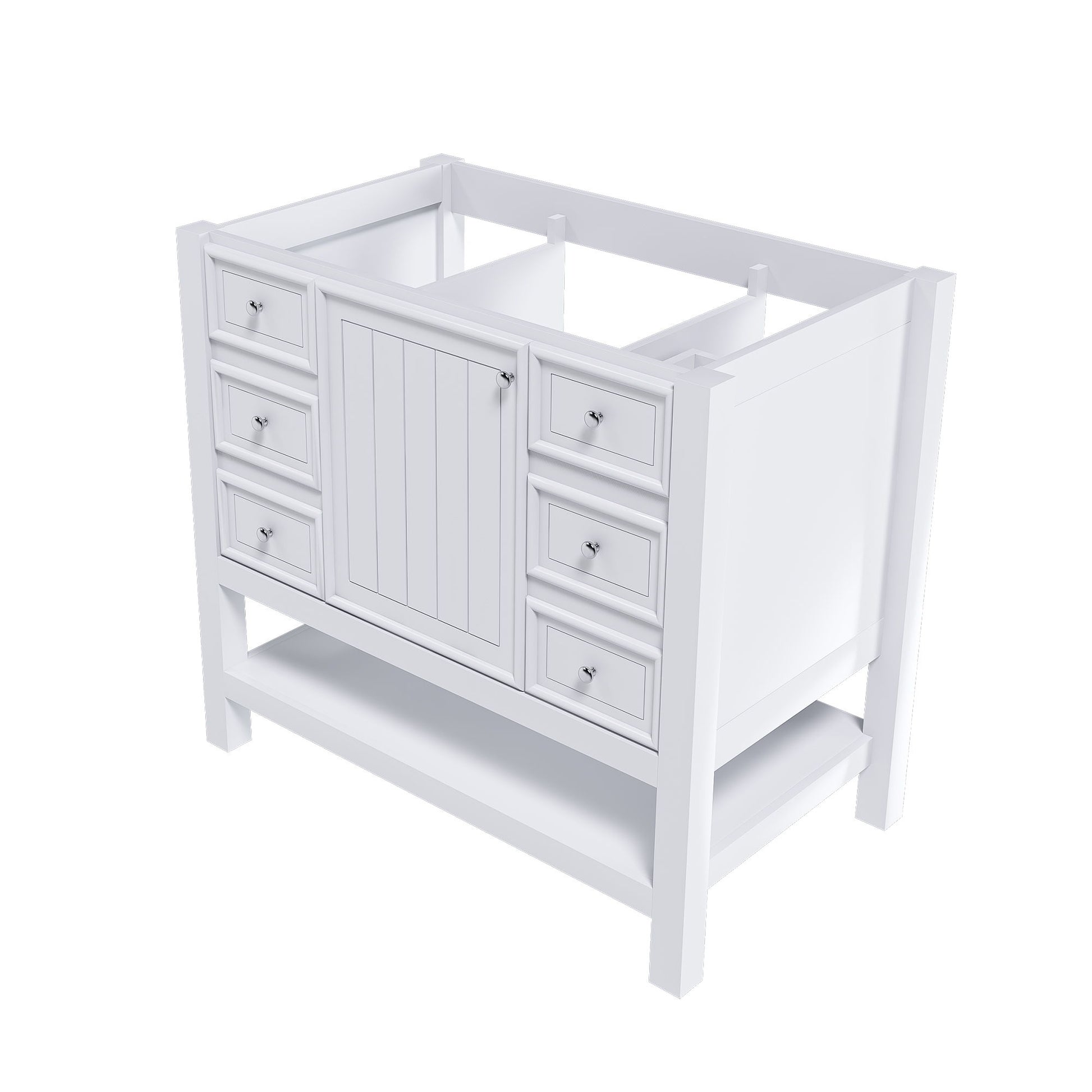 36" Bathroom Vanity With 1 Cabinet And 3 Drawers 1, Storage Solution - White