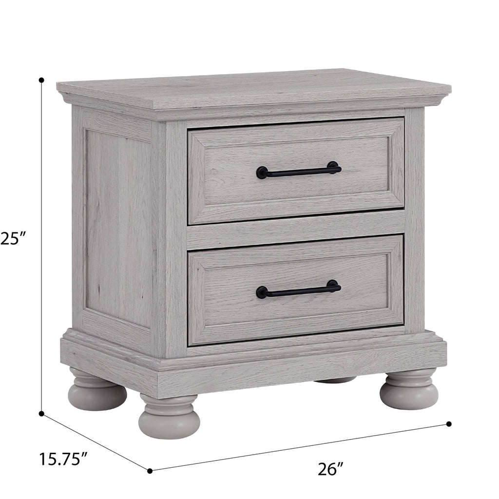 2 Drawer Nightstand With USB Charging Station - Cool Gray