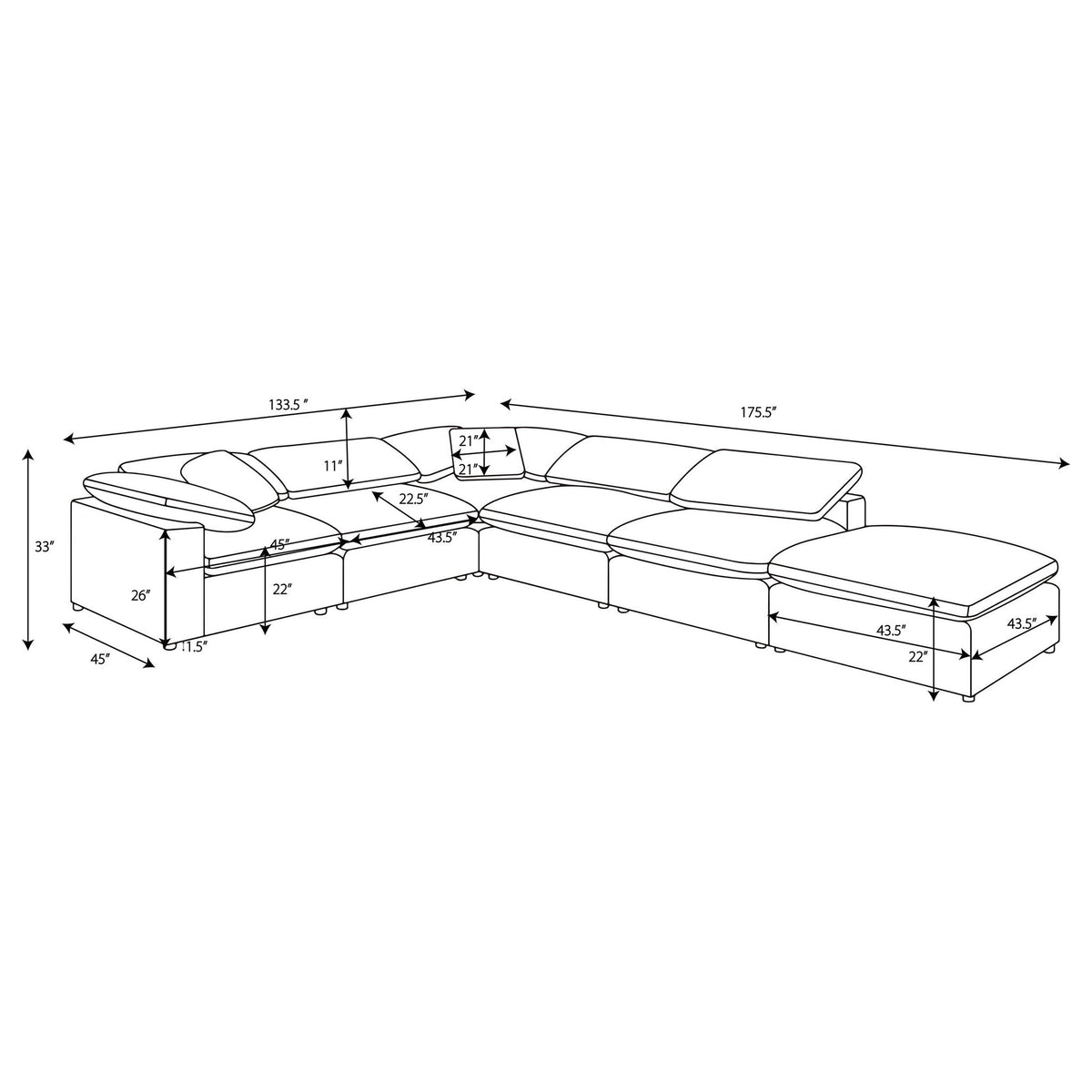 Segoura - 6 Piece Modular Sectional Sofa