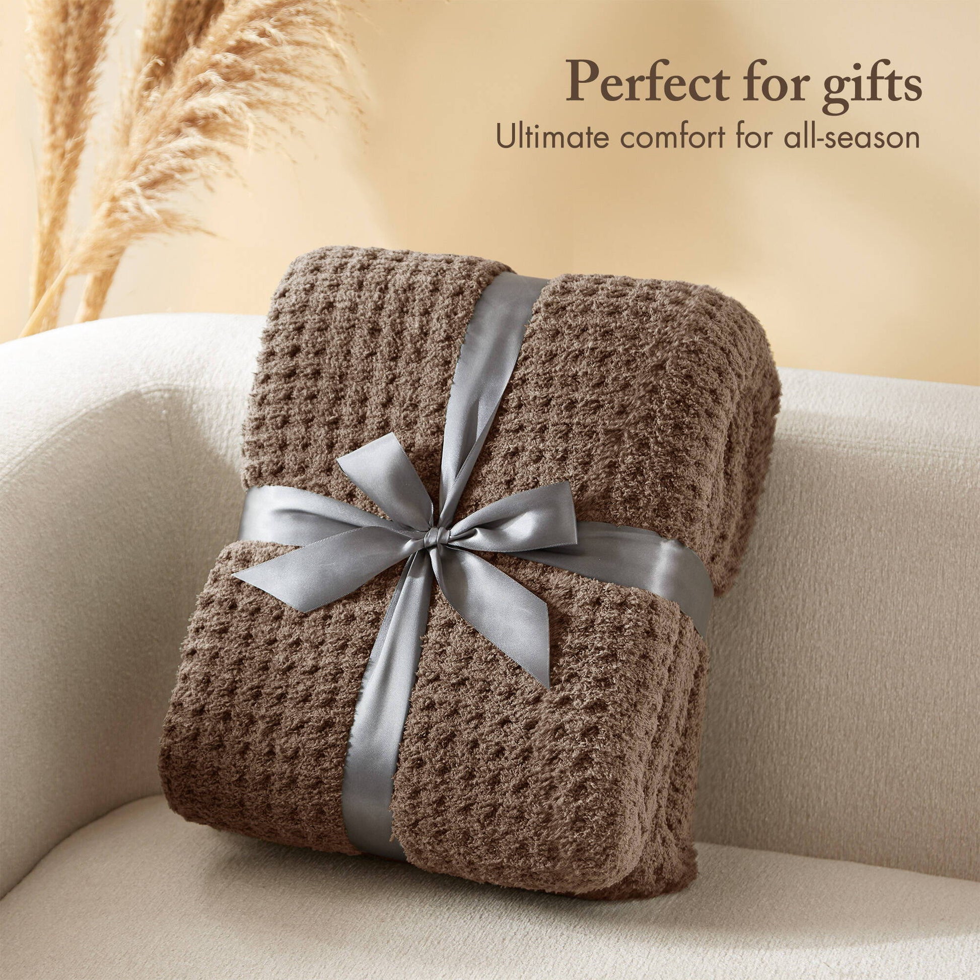 Rowan - Waffle Knit Chenille Throw - Brown