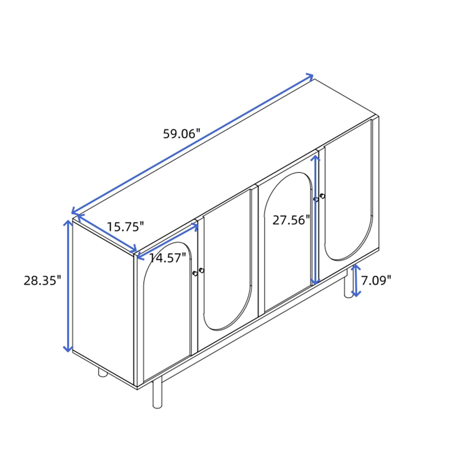 4 Door Storage Cabinet For Living Room - White