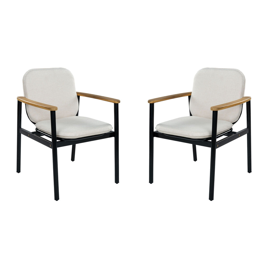 Outdoor Dining Chair - Beige / Black / Teak