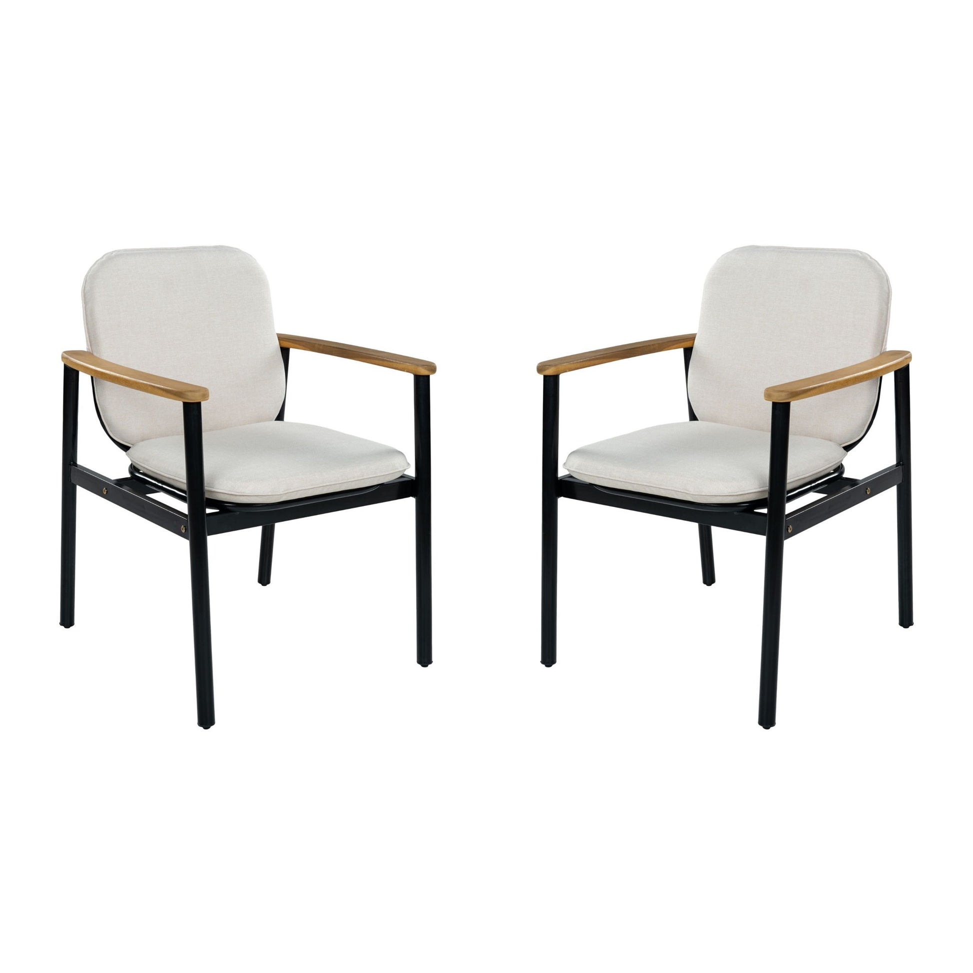 Outdoor Dining Chair - Beige / Black / Teak