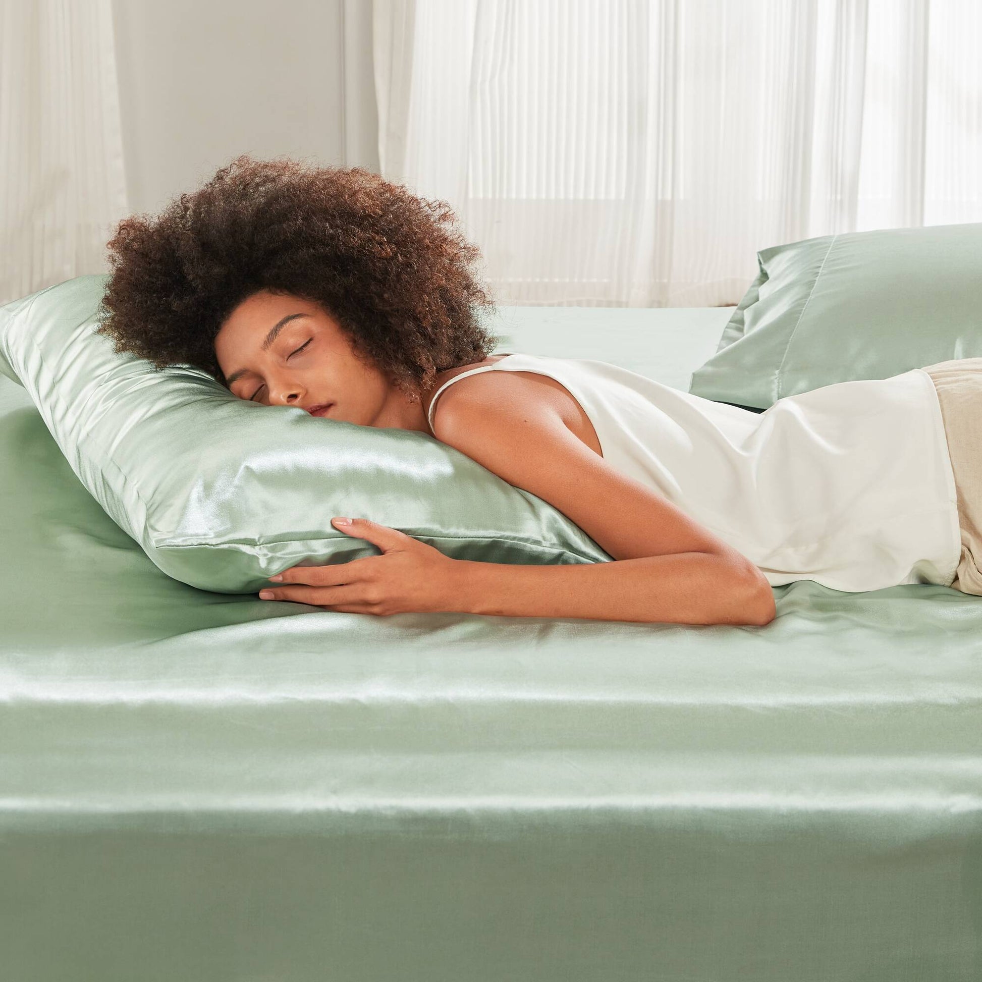 Satin - King Luxury Pillowcases (Set of 2) - Sage