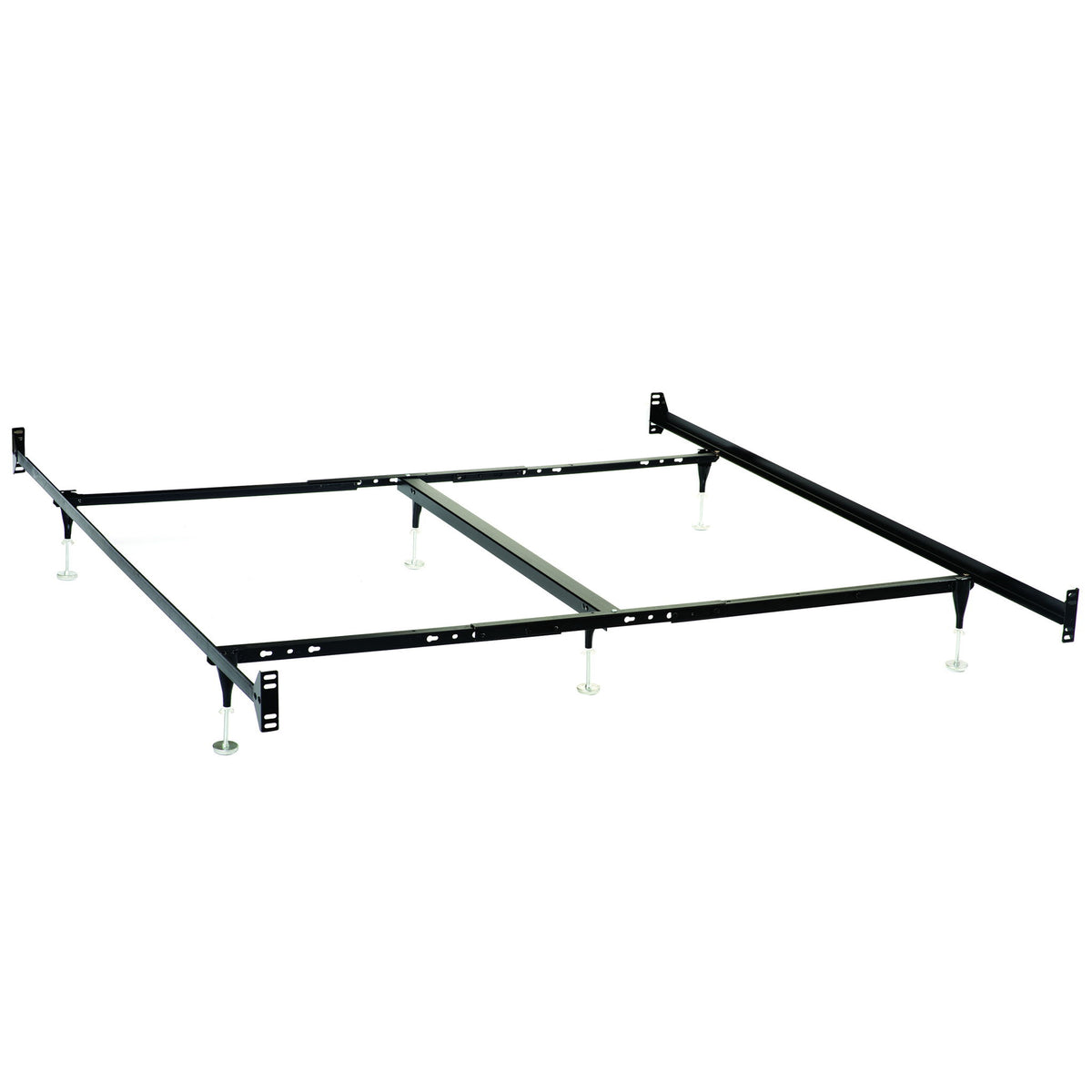 Adams - Queen / Eastern King Bolt On Bed Frame With Reinforced Center Beam, Adjustable Legs - Black