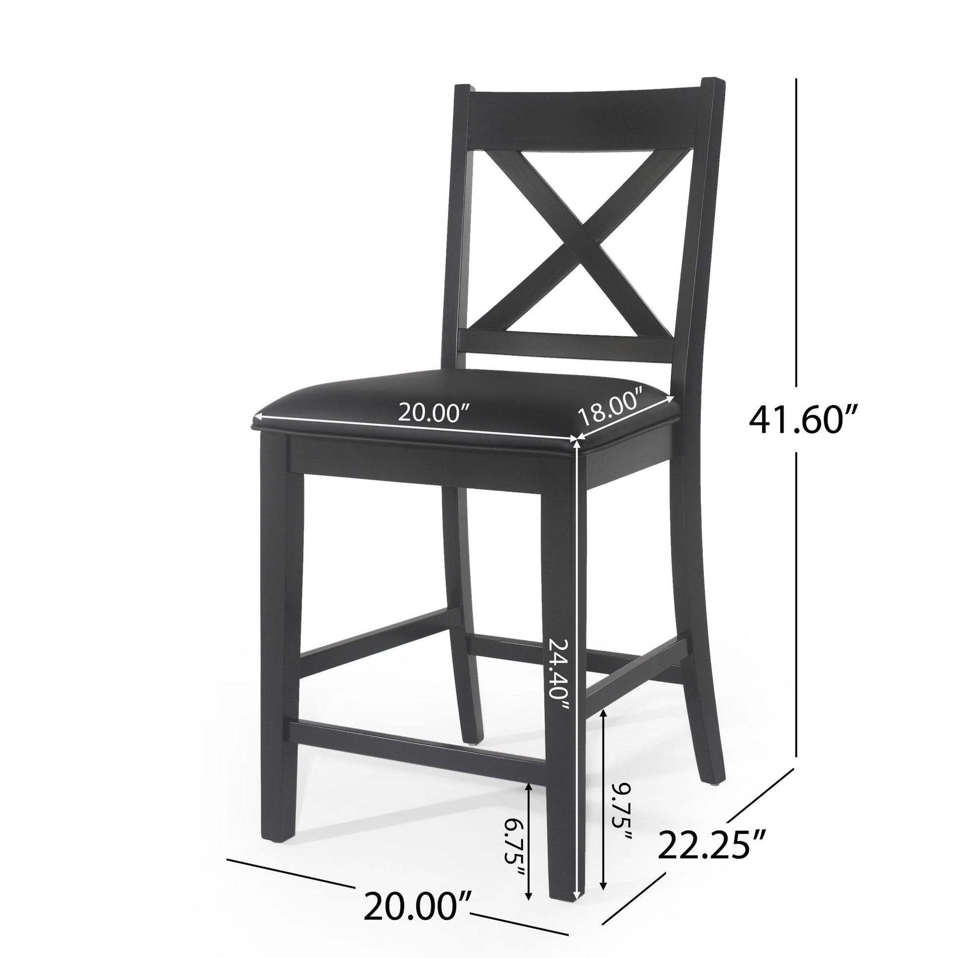 Farmhouse Style Counter Height Chair With Upholstered Seat