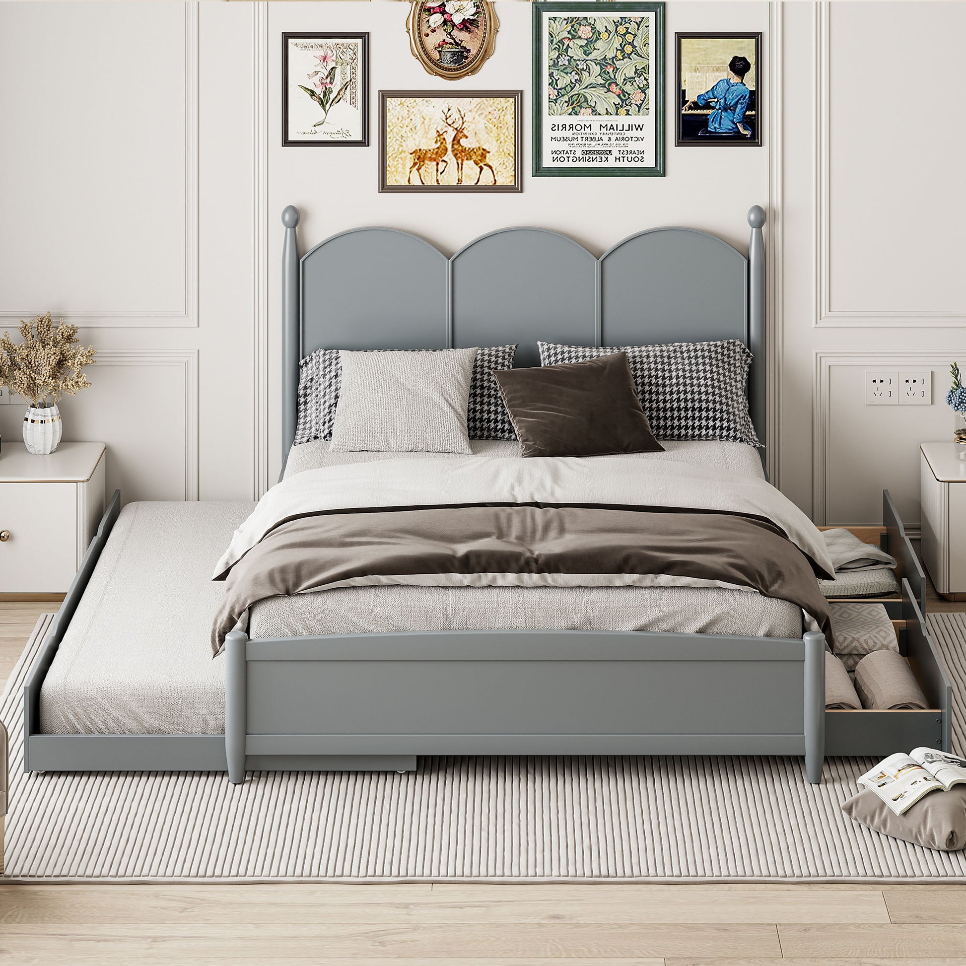 Platform Bed With With 2 Big Drawers And Trundle