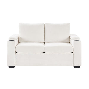 Pull Out Sofa Bed Loveseat With Twin Mattress, Cup Holders And Arm Storage