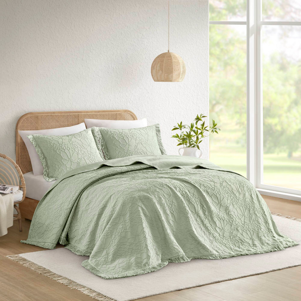 Willow - 3 Piece Queen Bedspread Set - Sage