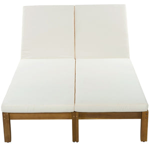 Adjustable Outdoor Patio Lounge Chair 2 Seater Recliner - Beige / Natural