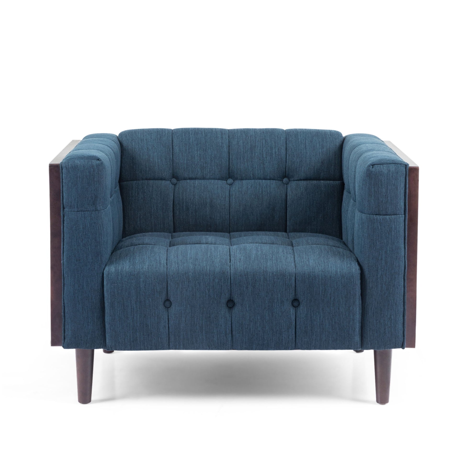 Contemporary Club Chair With Button Tufted Waffle Stitch
