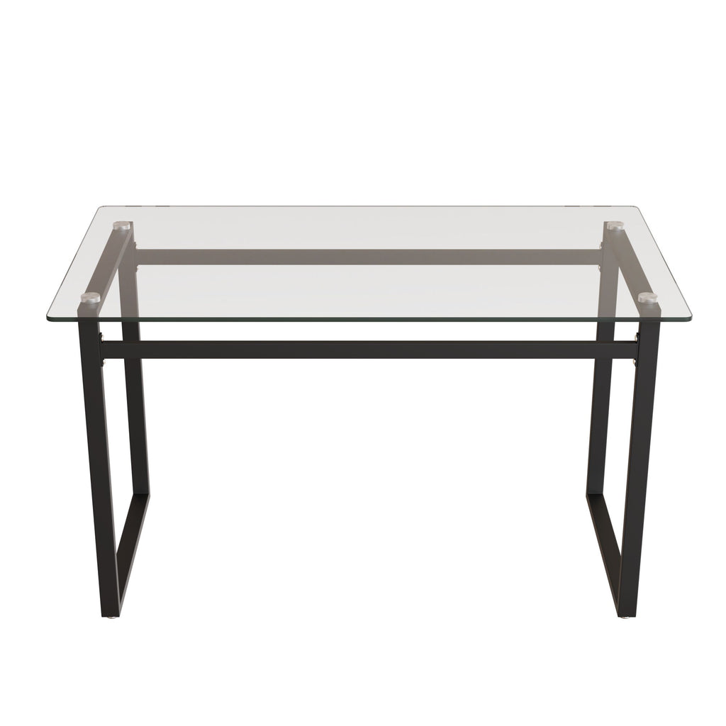 Modern Minimalist Rectangular Dining Table With Tempered Glass Top