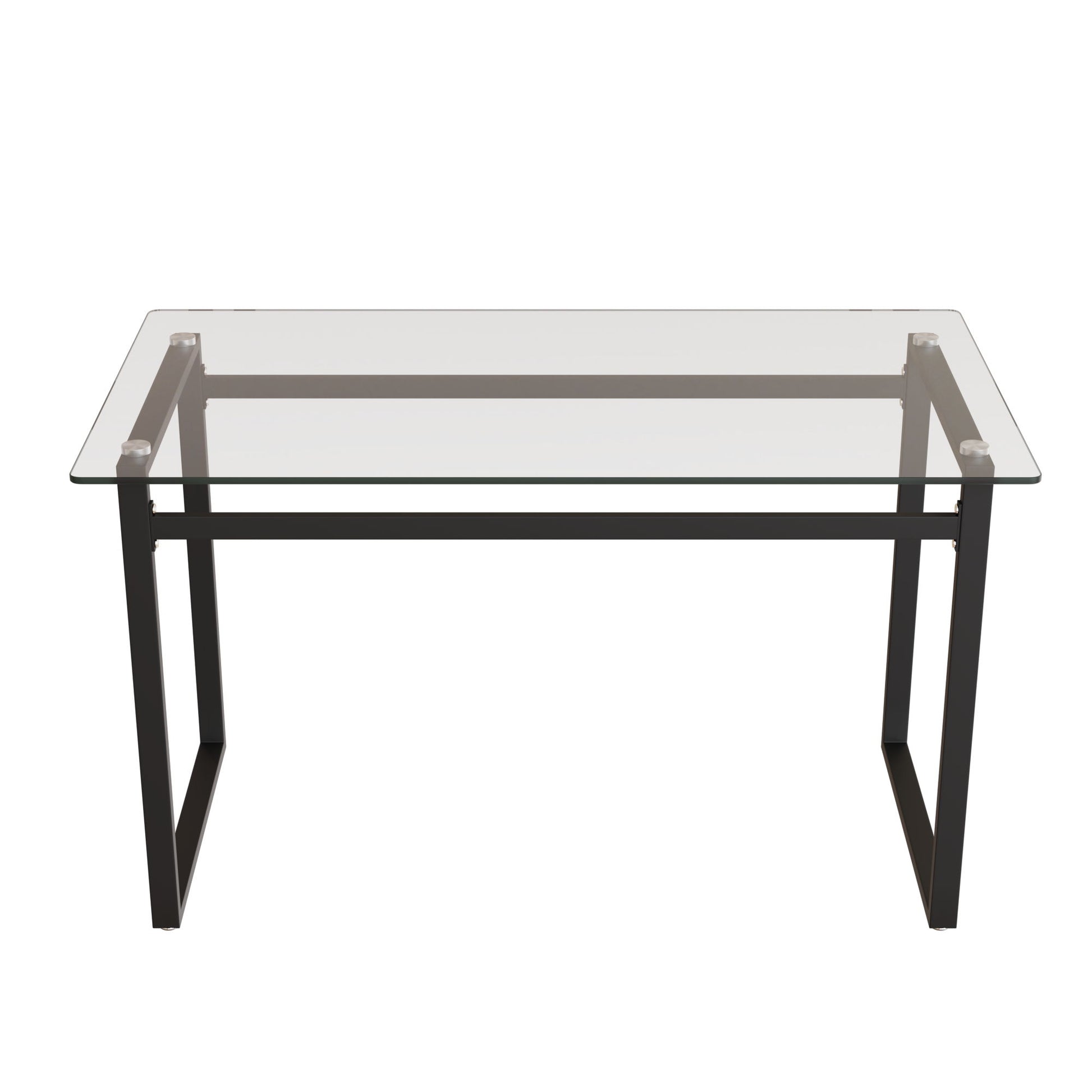 Modern Minimalist Rectangular Dining Table With Tempered Glass Top