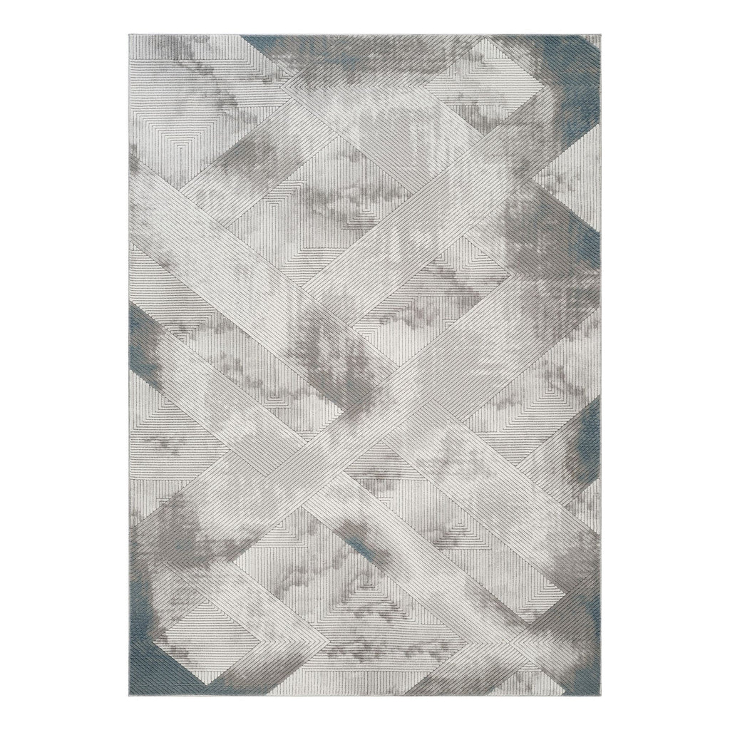Geometrix - 5'3" X 7'3" Area Rug With Geometric 3D Effect - Ivory / Gray